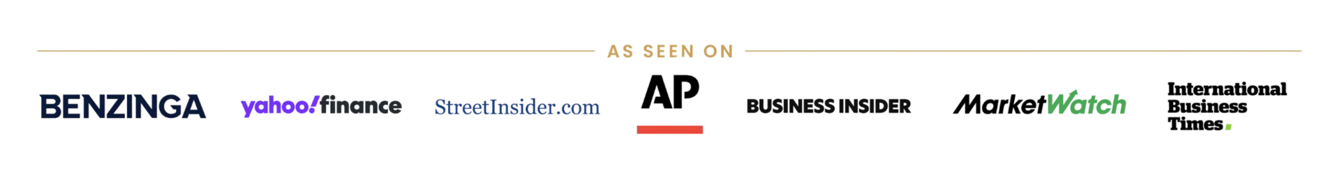 As seen on Benzinga, Yahoo Finance, StreetInsider.com, AP, Business Insider, MarketWatch and International Business Times